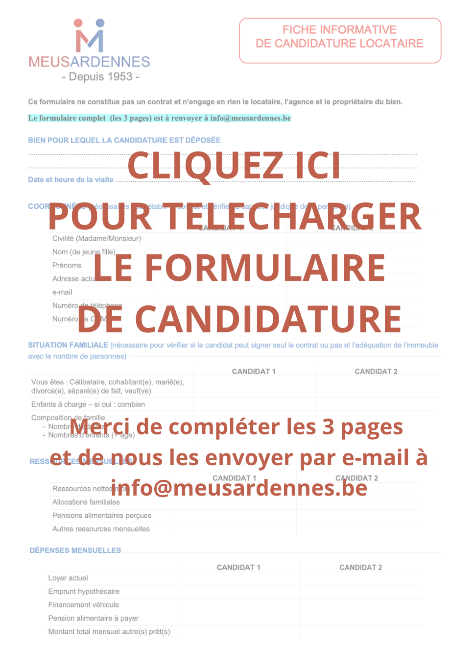 Formulaire candidat Locataire